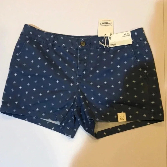 NWT a.n.a. A New Approach Women's Blue Print Mid-Rise Twill Shorts Sz 8 - Picture 1 of 6